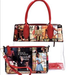Obama NWT Magazine Cover See Thru 2-in-1 Satchel